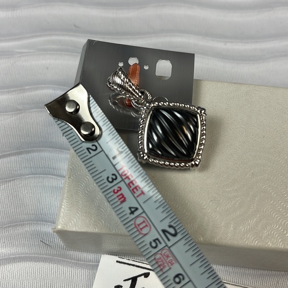 Judith Ripka Sterling Silver & Carved Hematite Enhancer - Picture 4 of 7